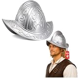 Nicky Bigs Novelties Morph Silver Conquistador Helmet for Adults Deluxe Spanish Morion Knight Costume Accessory Durable Medieval Cosplay Hat for Halloween Theater Renaissance Roleplay