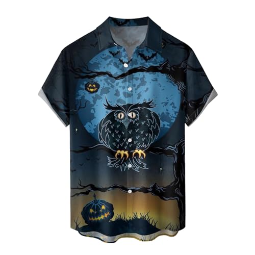Mymyguoe Ghost Halloween Shirt Men's with Buttons Funny Tops