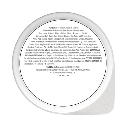 Blue Buffalo Delights Natural Adult Small Breed Wet Dog Food Cups, Pate Style, Grilled Chicken Flavor in Savory Juice 3.5-oz (Pack of 12) - Image 3