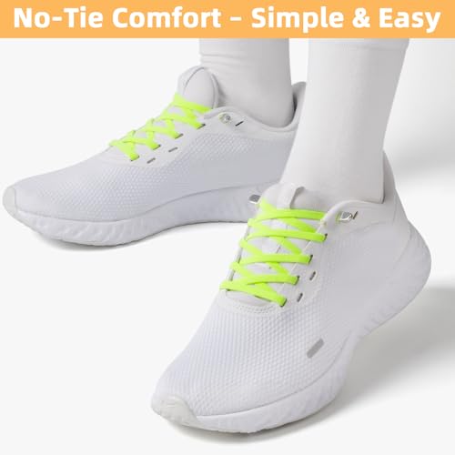 Image of Stepace 2 Pairs Elastic No Tie Shoe Laces for Kids and Adults Sneakers, Stretch Flat Tieless Shoestrings
