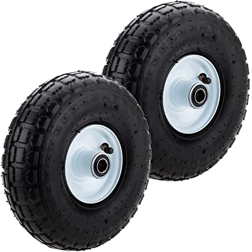 PrimeMatik - Rueda neumática de Carretilla 2-Pack 136 Kg 10x3,5 254x89 mm para carros y Plataformas de Transporte