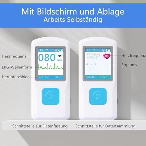 Tragbarer EKG-Monitor für die ganze Familie – Mehrbenutzer-fähiges EKG-Gerät mit LCD & App-Speicher – Bluetooth-Kompatibel mit Smartphone/PC
