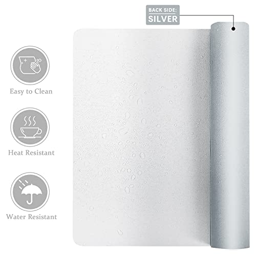 Image of Aothia Double-Sided Desk Pad, Large Mouse Pad, Office Mat, Non-Slip PU Leather Blotter, Laptop Pad, Waterproof Writing Pad for Office and Home (White, 23.6 inch x 13.7 inch)
