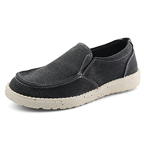 Firelli Womens Casual Slip-On Canvas Loafer Walking Flat Shoes (8,Black) #TOP1