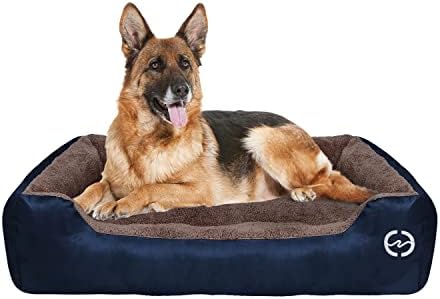 FRISTONE Dog Beds Large Washable Pet Basket Pet Kennel Bed for Large Dogs Waterproof Deluxe Fleece Cushion Blanket XXL Grey