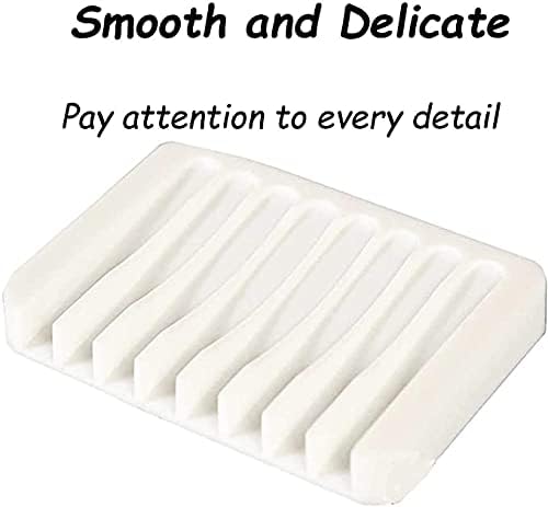 4pcs Silicone Soap Dish, Soap Holder Soap Pad，Self Draining Pads for Soap Dish，Soap Saver Dish for Kitchen Bathroom Travel - White