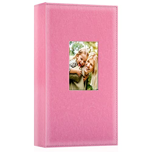 Image of Ywlake Photo Album 4x6 300 Pockets, Leather Photo Albums Holds 300 Horizontal Only Pictures Pink