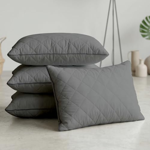 Image of AYKA Microfiber Cushion Filler Set of 4 (12x18 Inch) | Soft & Fluffy Sofa Cushions Inserts | Premium Polyester Fiber Throw Pillows for Sofa, Couch, Bed & Living Room Decor | Grey