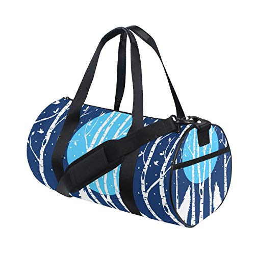 Preisvergleich Produktbild Ahomy Schultertasche, Motiv: Heulender Wolf, Birkenbaum, leicht, Segeltuch, Reisetasche