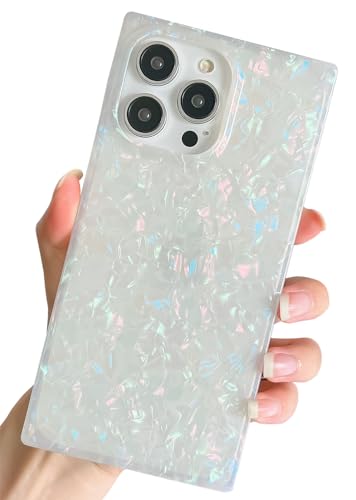 Coque silicone TPU souple iPhone 15 Pro protection fine motif nacre perle