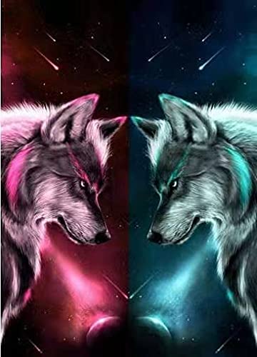 Kit Diamant Peinture Loup 40x80cm pour Broderie Mosaïque Adulte