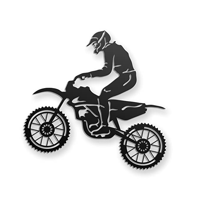 Image of METSY Wall Decor(Dirt Bike Rider) Metal Art, Made of 1.2mm Metal Sheet, Crafted with Laser Cutting,(PREMIUM FINISH),Scratch Resistant, Rust Resistant (Size: 45x43cm), Gorgeous looking