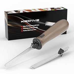 Electric Knife for Meat Slicing, Electric Carving Set for Poultry, Bread, Foam Crafts & More, with Spare Serrated Stainless Steel Blades (Medium)