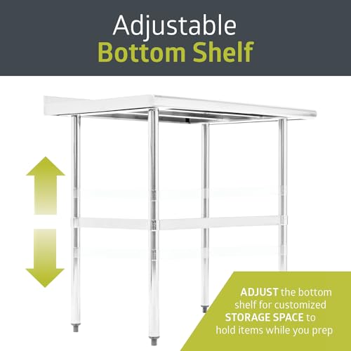 Pearington NSF Certified Stainless Steel Kitchen Prep and Work Table, Commercial Work Table for Restaurant and Home, 72\" x 30\", Stainless Steel - Thumbnail 6