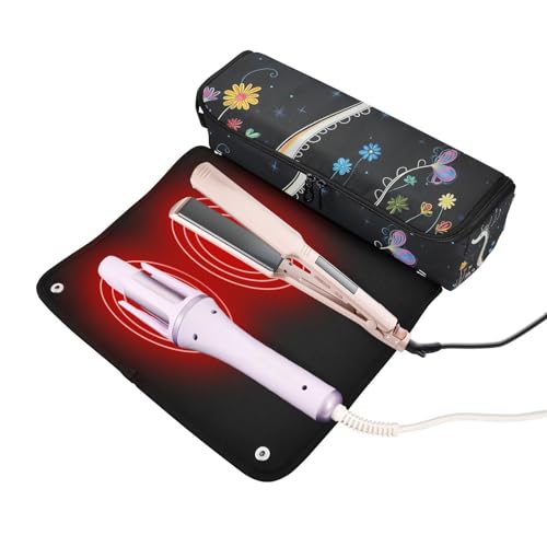 Bolsa de viaje y tapete resistente al calor para herramientas de cabello, organizador para planchas, alisadoras y rizadores con diseño Cute Dragon miniatura 2