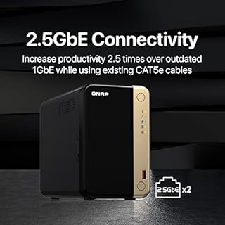 QNAP TS-264-8G-24WD-US NAS desktop ad alte prestazioni a 2 alloggiamenti con capacità di archiviazione di 4 TB, pacchetto HDD preconfigurato RAID1 WD Red Plus