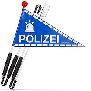 Karl Drais ® Fahrradwimpel Polizei | Fahrradfahne für Kinder Fahrrad Zubehör Kinder Kinderfahrrad Zubehör