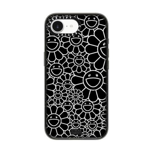 CASETiFY �C���p�N�g iPhone 17e / 16e �P�[�X [Takashi Murakami Co-lab/MagSafe�Ή�/���^ �y��/�ϏՌ�] - MULTI-FLOWERS (BLACK) - �u���b�N