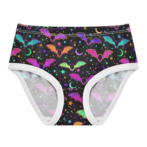 Little Girls' Soft Cotton Underwear Kids Breathable Comfort Colorful Bats Panties Briefs Toddler