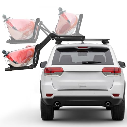 TOOENJOY Heavy-Duty Kayak Lift Assist Roof Rack, 100 LBS Capacity Kayak Canoe Rooftop Loader, Elevating Assist System for Easy Loading, Black by TOOENJOY - Used condition - US$383.03