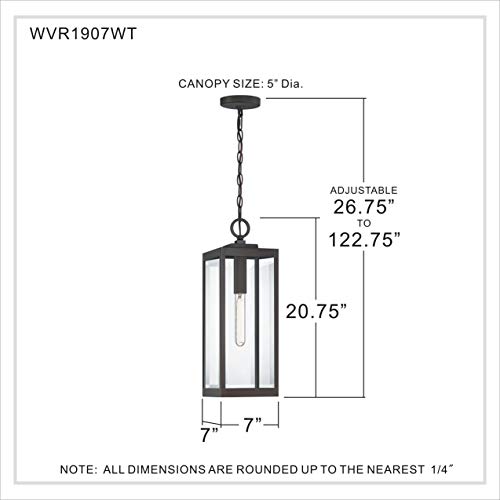 Quoizel Wvr1907Wt Westover Outdoor Pendant Lantern, 1-Light 150 Watt, Western Bronze #TOP2