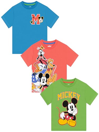 Disney Tshirt with Mickey Mouse Donald Duck Goofy & Pluto Boys T Shirts 3-Pack Boys Clothes 6-7 Years Multicoloured