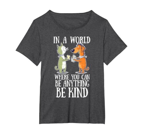 in A World Where You Can Be Anything Be Kind Unity Day T-Shirt, Women's Plus, Dark Heather Grey, 2X