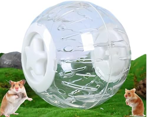 7″ Clear Hamster Ball with Travel Strap – Unique Dwarf & Small Animal Exercise Ball – Safe, Breathable Pet Toy (White)