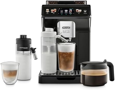 2. Bild von De'Longhi Eletta Explore ECAM452.57.G Kaffeevollautomat mit LatteCrema Milchsystem, heiße und kalte Getränke auf Knopfdruck, 3,5 Zoll TFT Touchscreen Farbdisplay, Kaffeekannen inklusive, schwarz