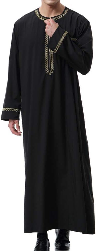 Męska muzułmańska koszulka z nadrukiem Kaftan Islamski Royalty Dubai Szlafrok z długim rękawem Retro Tuniki Abaya Luźna Kandoura,