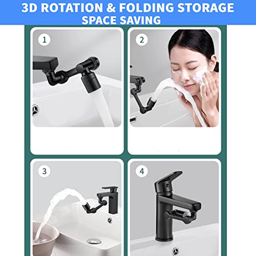 1440° Rotating Faucet Extender-1080°+360° Rotatable Multifunctional Extension Faucet Extender For Bathroom Sink/Kitchen, Swivel Faucet Attachment, Universal Splash Filter Faucet Extender Aerator Black #TOP4