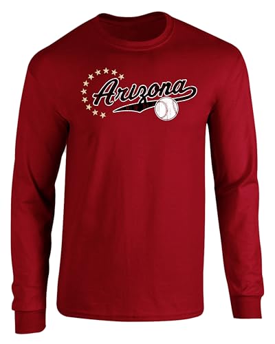 J2 Sport Arizona Baseball T-Shirt – Men & Women Long Sleeve T Shirt Tee Tshirt