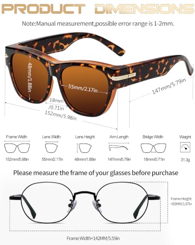 Image of KANASTAL Over Glasses Sunglasses Square Fit Over Polarized Sunglasses UV400