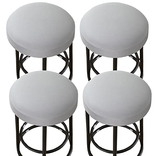 Hfcnmy Stool Covers Round,4 Pack Stretch Round Bar Stool Covers Washable Bar Stool Seat Covers Stool Cushion Slipcover Elastic Bar Chair Covers For 13-20 Inch Chair (Light Gray) #TOP13