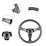 Carbon Fiber Grip Racing Steering Wheel 13.8”/350mm Flat Bottom 6 Bolts Gaming Steering Wheel with Aluminum Spokes and Carbon Fiber Horn Button - Image 4