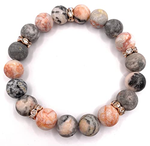EVOLS Natural Stone Beaded Stretch Stacking Hand Woven Matte Agate European Bohemian Bracelet A Wonderful Gift Comes With Custom Packaging., 7 inch3