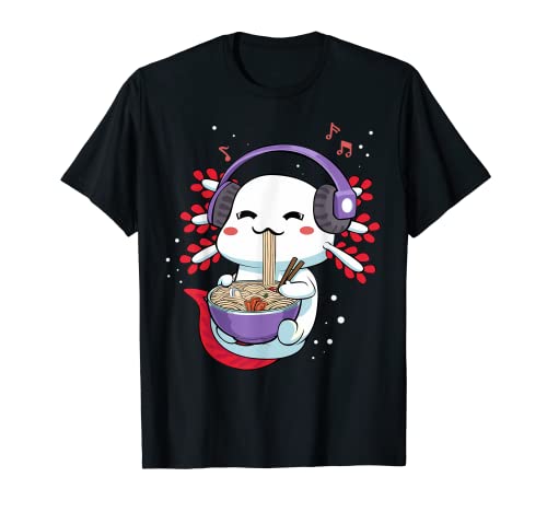 Kawaii Axolotl Eating Ramen Noodles Anime Japanese Japan Camiseta