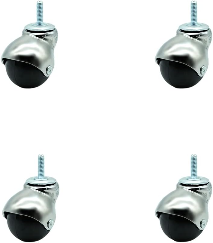 - 2 Inch Swivel Ball Caster Wheels for Furniture - Bright Chrome Hooded Stem Casters with 5/16 Threaded Stem - 300 lbs. Total Capacity - Set of 4 โ Service Caster Brand