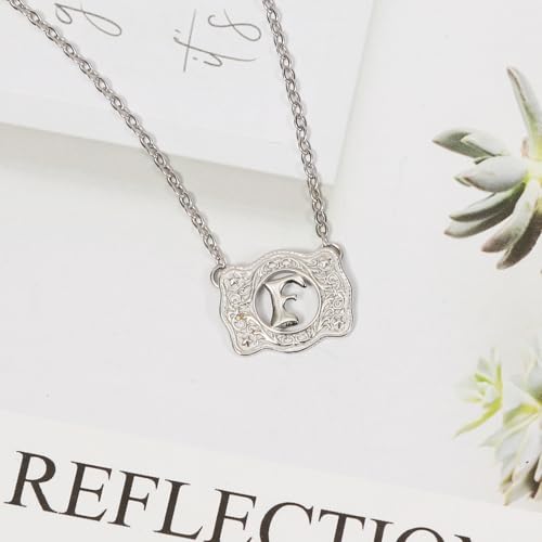 Belt Buckle Necklace Western Style Initial Letter Pendant Necklace, Decorative Belt Buckle Frame Design