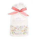 Hibridge TAKASUE ラッピング袋 リボン マチ付き かわいい プレゼント用 10枚入 贈り物 包装【ホワイト】