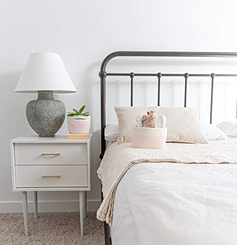 Organihaus Pink Baby Changing Basket | Nursery Storage Baskets For Shelves | Cotton Rope Basket W/Handles | Cloth Basket For Toys | Towel Basket Bins | Set Of 3 Small Woven Basket For Storage #TOP3