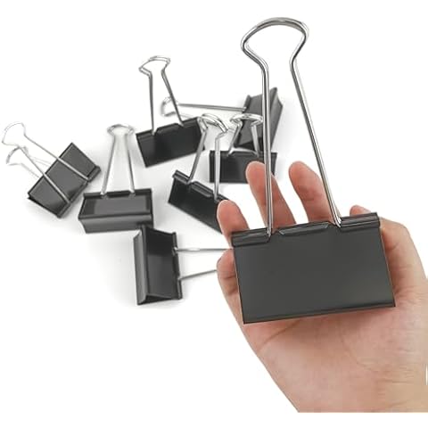 3-Inch Extra-Large DSTELIN Binder Clips - Heavy-Duty Black Paper Clamps, 75mm Width, 8-Count Set for Office Organization Cover