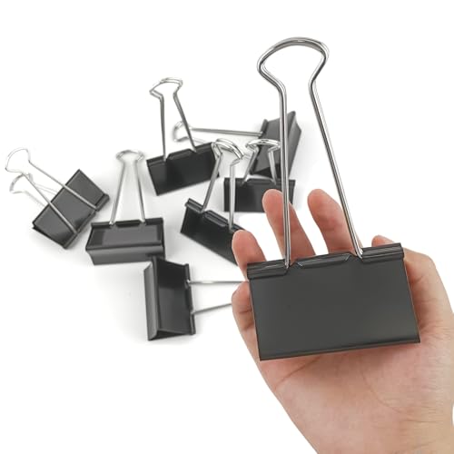 Pinces à papier noires 7,6 cm DSTELIN robustes pour classeur et grand volume de documents