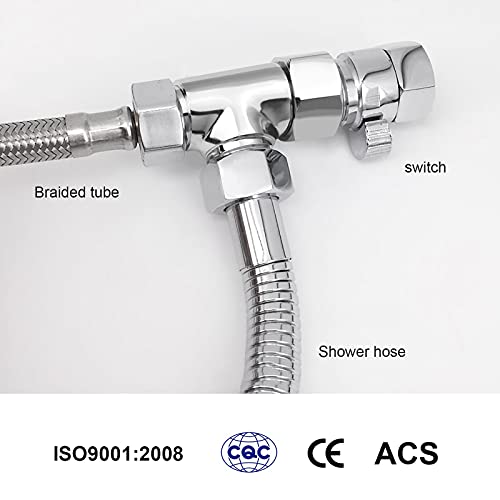G1/2 Zoll Umstellventil, Messing, 3-Wege-T-Form-Adapter, universelles Duschsystem, teil, Wasser-Umstellventil, Duschschlauch-Verteiler f眉r Hand-Bidet und Sprayer, Chrom