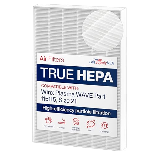 115115 HEPA Filter A Replacement for C535, 5300, 5300-2, 5500, 5500-2, 6300, 6300-2, P300, AM90, C909, 9800 Compatible with Winix Air Purifier Filter Replacement Plasmawave Size 21 by LifeSupplyUSA