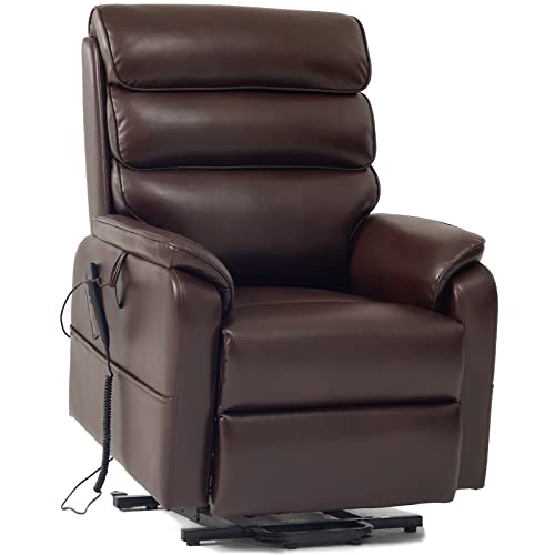 Irene House 9188 Lay Flat Sleeping Dual Okin Motor Lift Chair Recliners For Elderly Infinite Position Recliner With Heat Massage Up To 300 Lbs Electric Power Lift Recliner(Brown Faux Leather) #TOP1