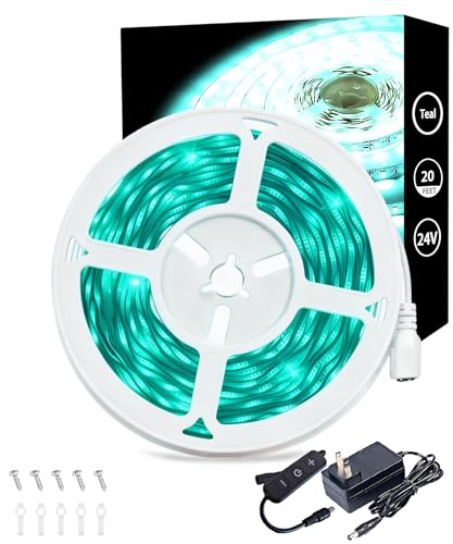 Aalnfe 20 Feet Teal Led Lights Strip Indoor Rope Lights Easy DIY Cuttable Strip Lights for Fish Tank Bar Room Bathroom Living Room Kitchen Ceiling Wall Vanity Mirror Decor