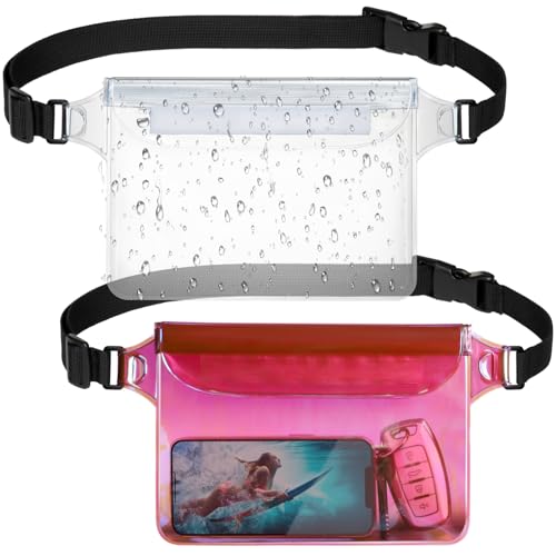 Image of F-color Waterproof Fanny Pack - Waterproof Pouch, Beach Cruise Essentials | Adjustable Waist Strap, Triple Zipper Roll-Top Dry Bag for Phone, Keep Passport Valuables Dry for Beach Kayaking Boating