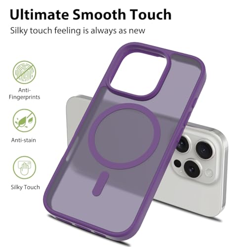 Image of for iPhone 16 pro Case [Compatible with Magsafe] Translucent Matte Phone Cover, [10 FT Military Grade Drop Protection] Slim Durable Shockproof Protective Bumper (Purple, iPhone 16 Pro)