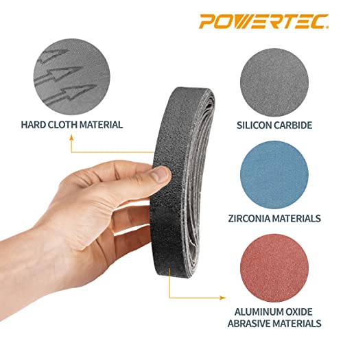 Powertec 46001 3/4" X 12" Replacement Knife Sharpener Sanding Belts For Work Sharp Knife & Tool Sharpener Ken Onion Edition (Wskts-Ko), Knife Sharpening Belt Kit, 24Pcs, 80/120/240/400/1000/1200 Grits #TOP3